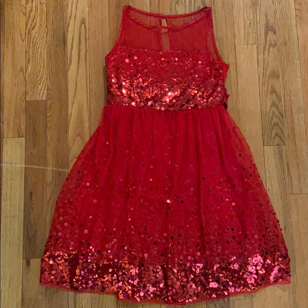 Red Sequin and Lace Dress